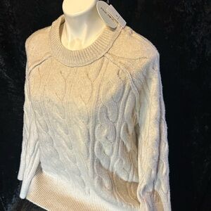 Pink Rose Cream Cable Knit Sweater